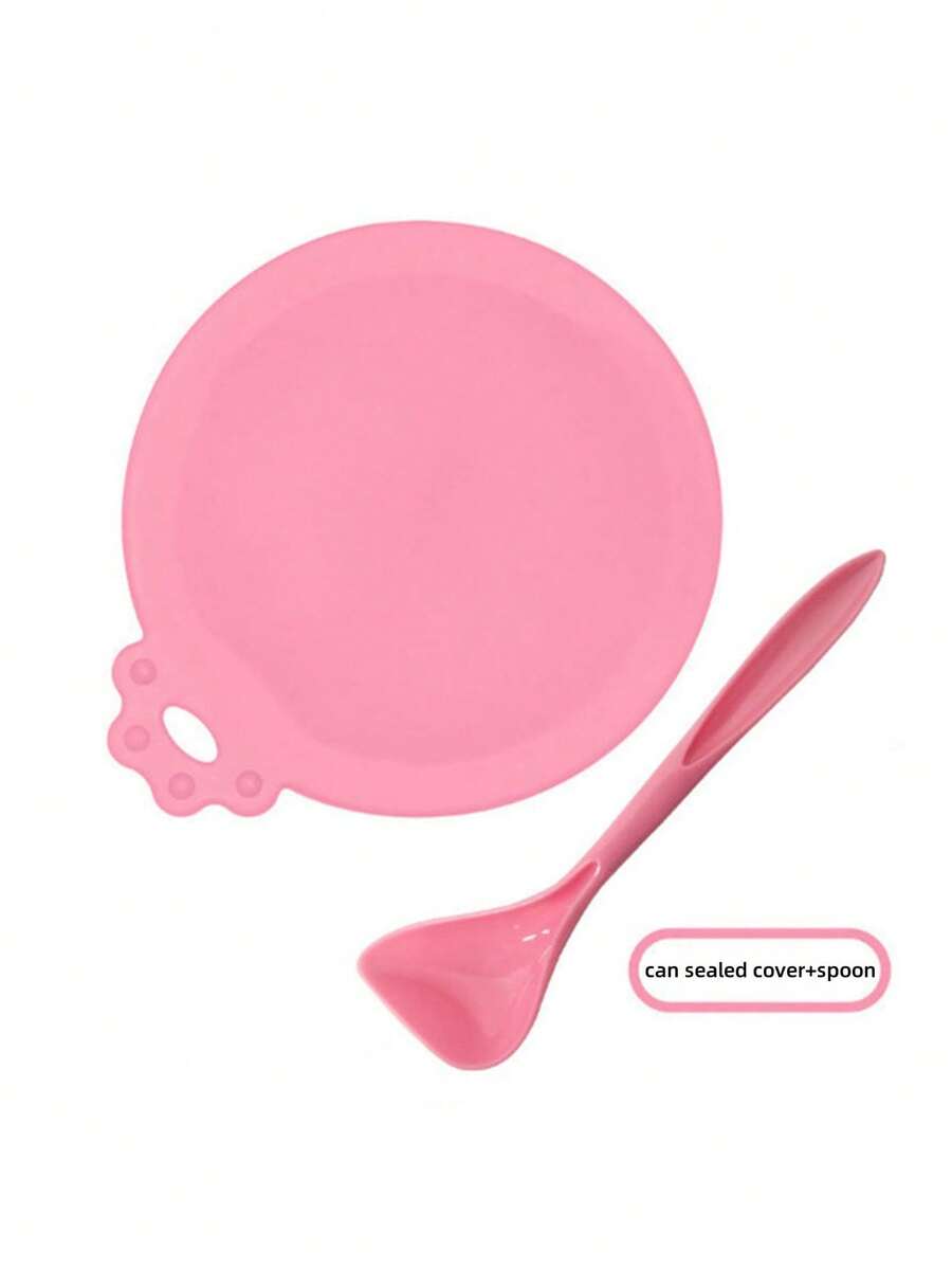 Multicolor 3-in-1 silicone pet food can lid with spoon for cat and dog food cans.