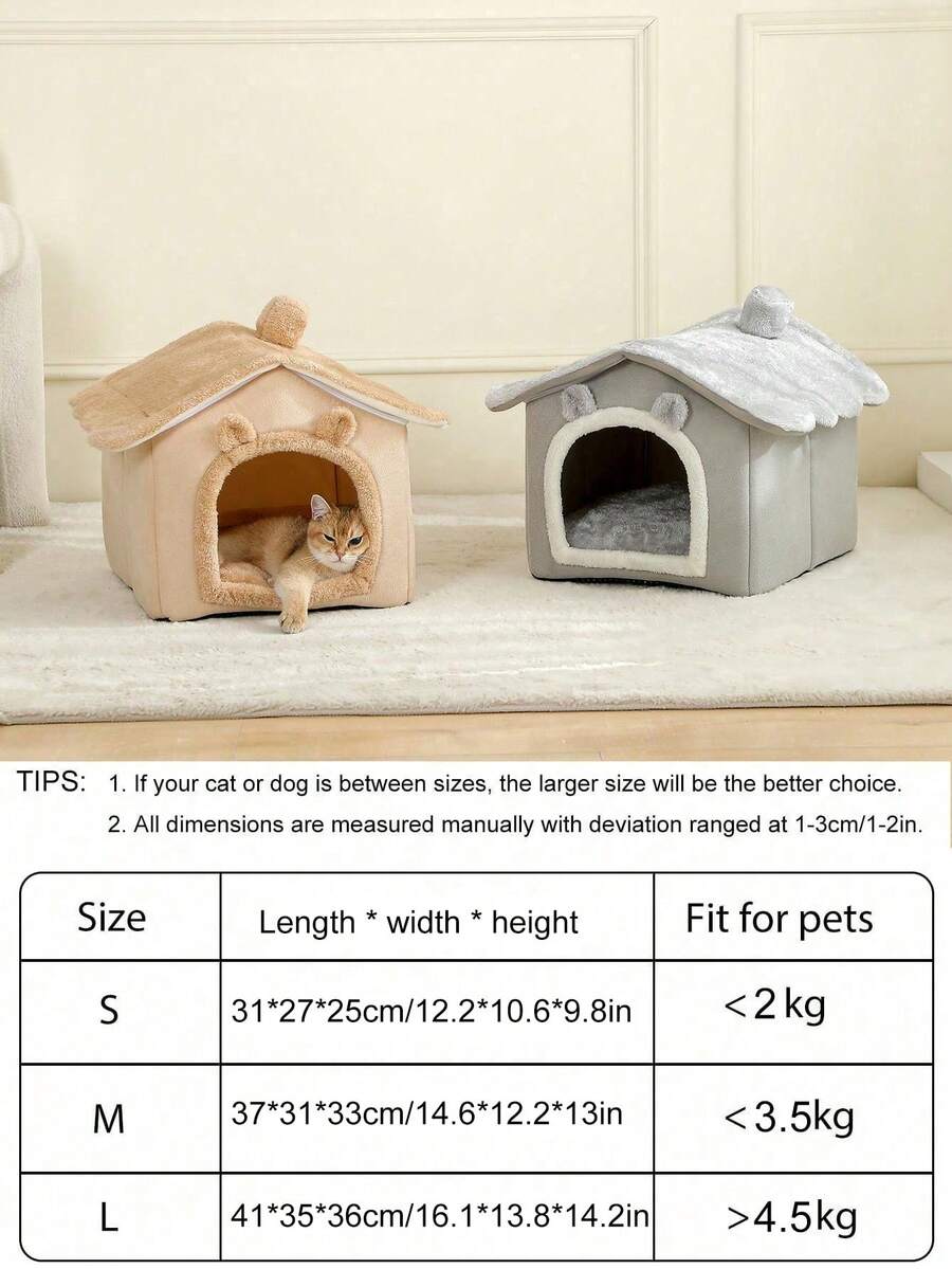 Brown breathable fabric cat house bed cushion and comfortable pet nest basket for cats and puppies