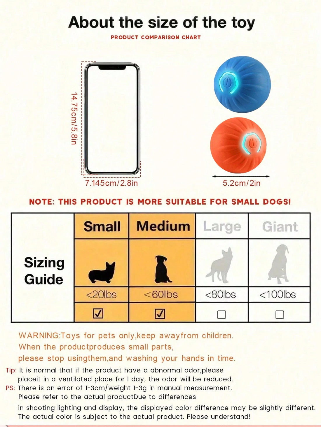 1pc Smart Dog Toy Ball, Electronic Interactive Pet Toy, Moving Ball, USB Auto Moving Bouncing, Puppy Birthday Gift. The Product Is Relatively Small, Available In 2 Colors, Not Recommended For Large Dogs, Can Be Used As Dog Toy, Cat Toy Or Outdoor Sports