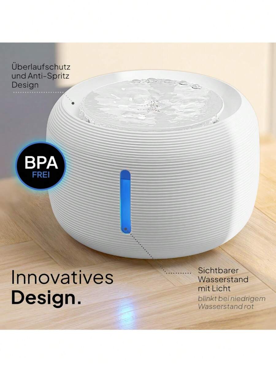 Black 2.5L automatic quiet pet water dispenser drinking fountain for small and medium dogs and cats.