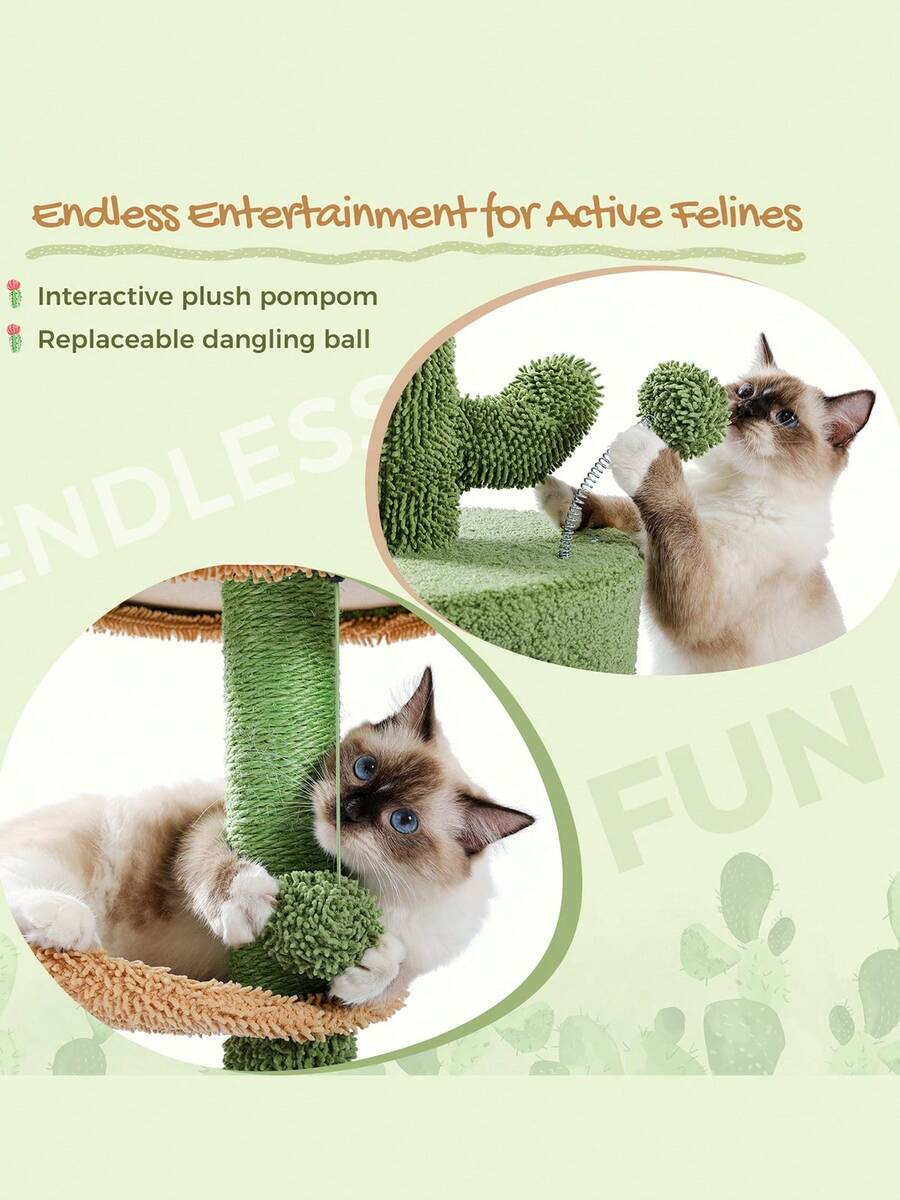 33-inch purple cat tree tower featuring a cozy cat condo, curved plush perch, natural sisal scratching post, and dangling toy ball for small cats.