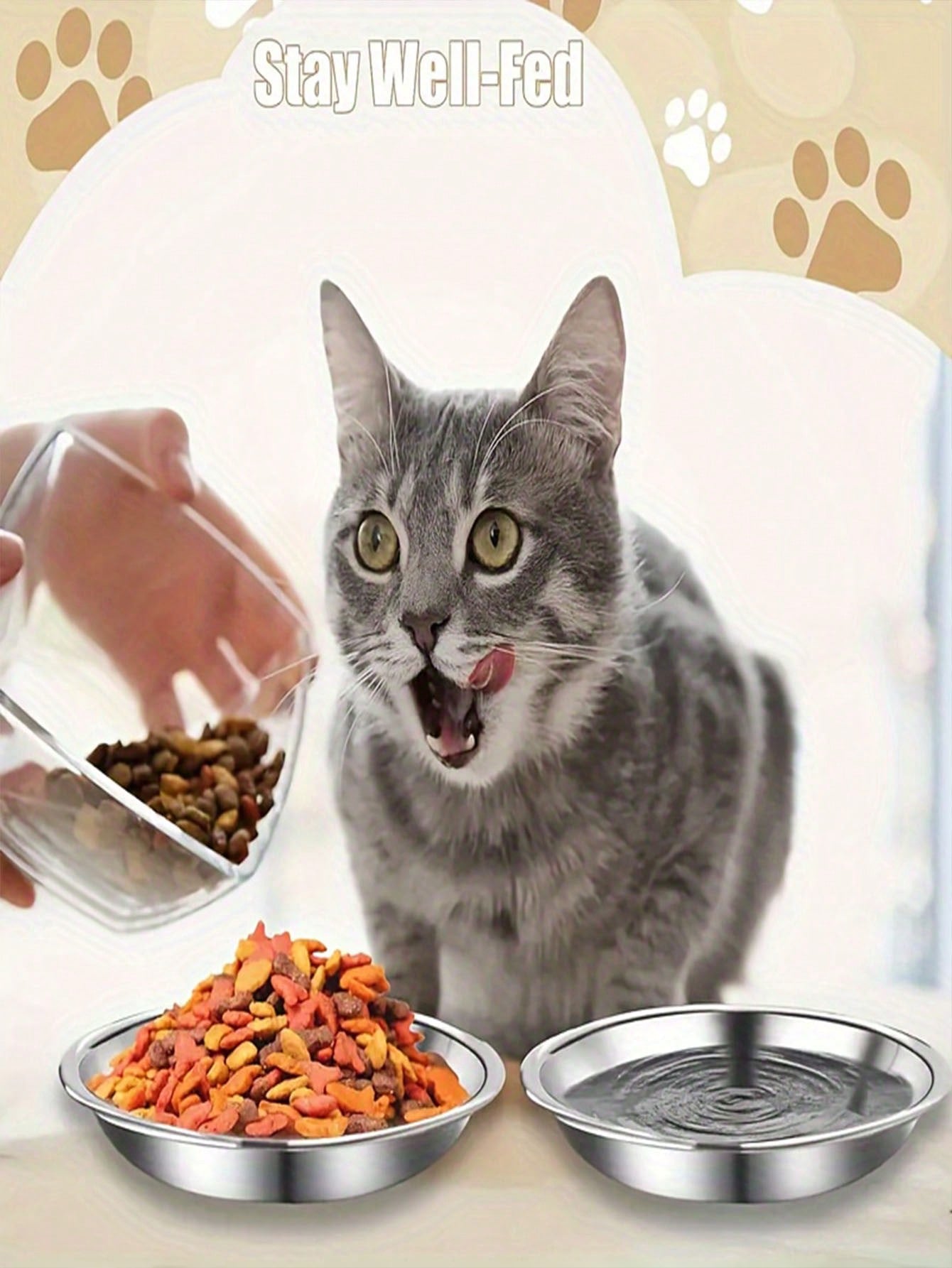 1/2/5PCS Stainless Steel Cat Bowl, 5.9 Inch Tub Pet Dish, Wide And Shallow Design Fits Cat Whiskers, Easy To Clean For Cats And Puppies, Large Diameter Pet Food And Water Bowl, Safe Dishwasher Safe Material.