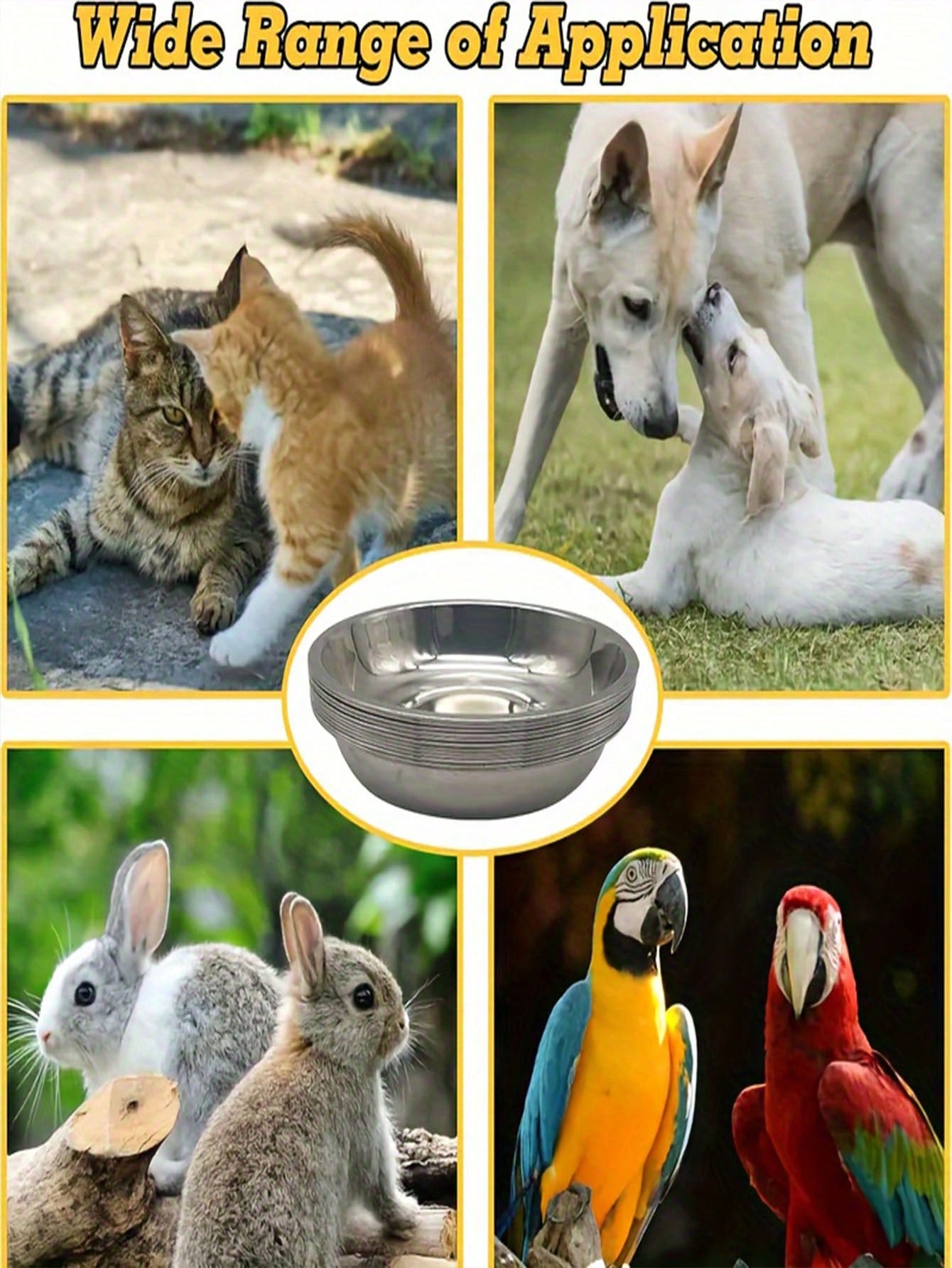 1/2/5PCS Stainless Steel Cat Bowl, 5.9 Inch Tub Pet Dish, Wide And Shallow Design Fits Cat Whiskers, Easy To Clean For Cats And Puppies, Large Diameter Pet Food And Water Bowl, Safe Dishwasher Safe Material.