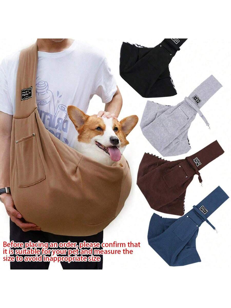 Multicolor breathable polyester pet sling bag carrier with shoulder strap and phone pocket for cats and small dogs