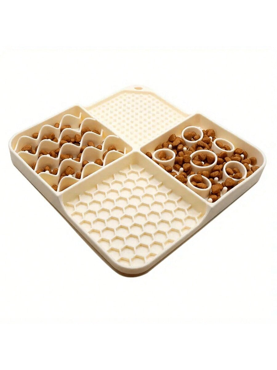 Multicolor silicone lick mat with suction cup for dogs and cats featuring geometric, plant, and animal patterns.