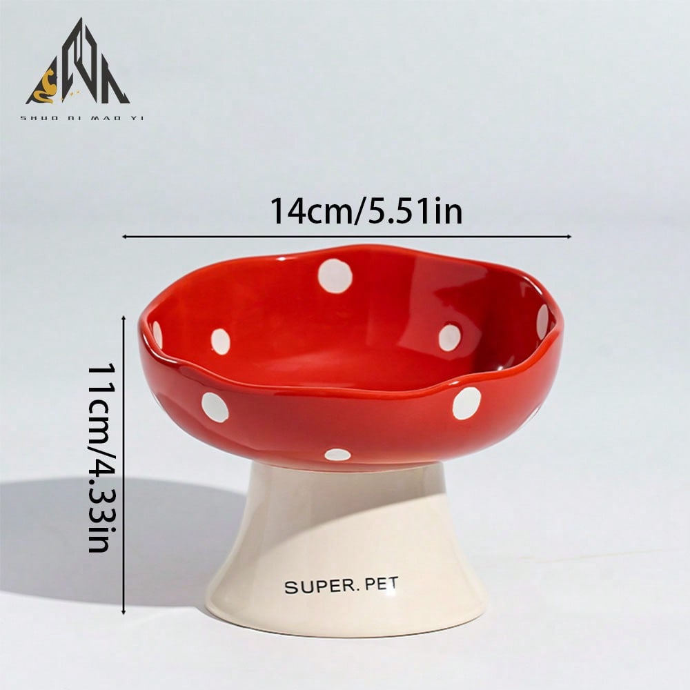 shuo ni mao yi Cat Bowl Ceramic Cat Food Bowl Dog Bowl Food Bowl Cat Bowl Rice Bowl High Footed Dog Drinking Bowl Diagonal Mouth Large Bowl Pet Specific
