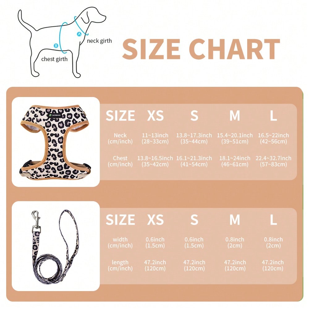 Brown adjustable dog and cat outdoor travel set with harness, leash, collar, bow tie, flag, and poop bag holder