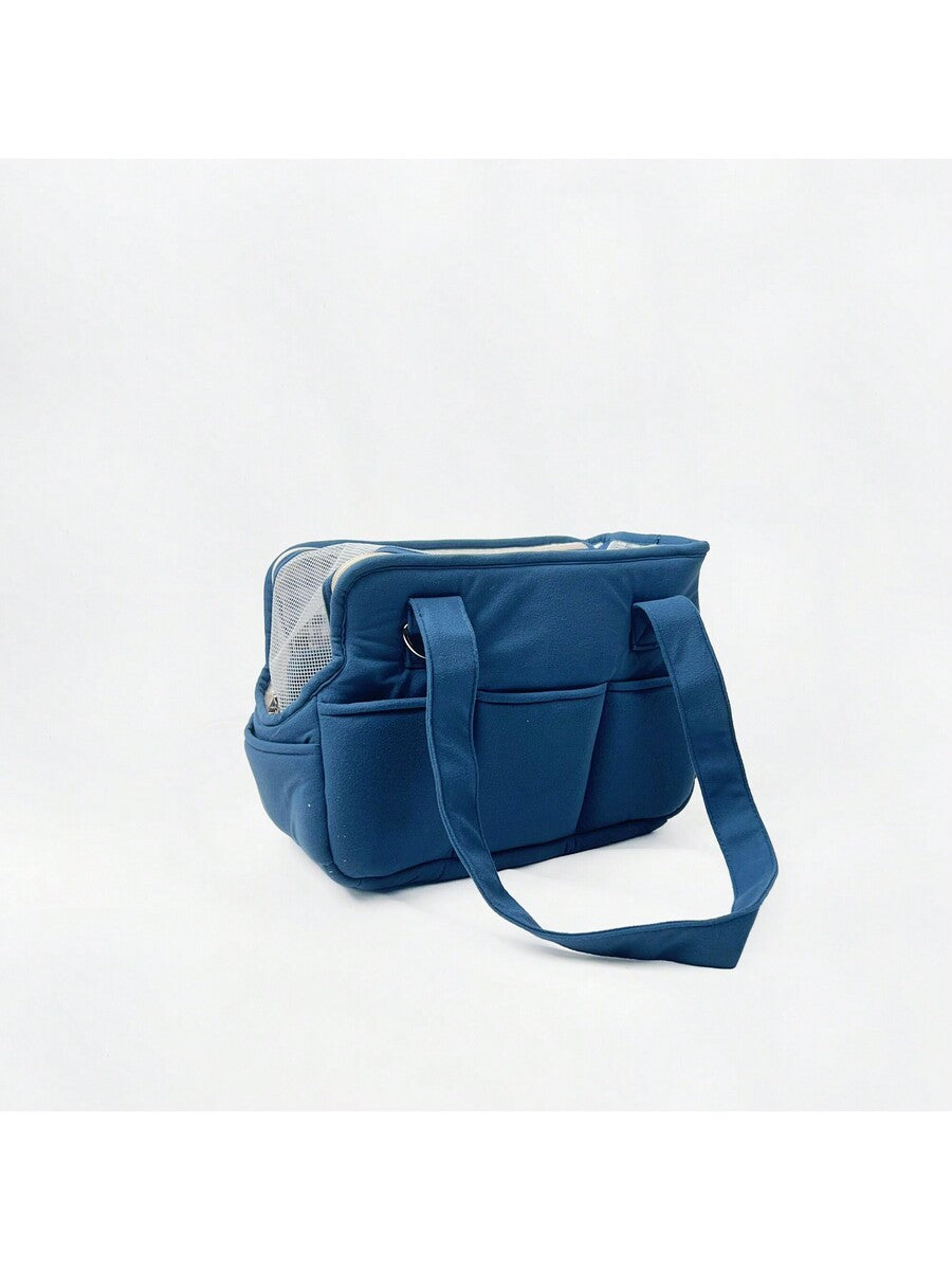 Multicolor breathable pet shoulder carry bag and portable crossbody dog and cat carrier made of 100% polyester.