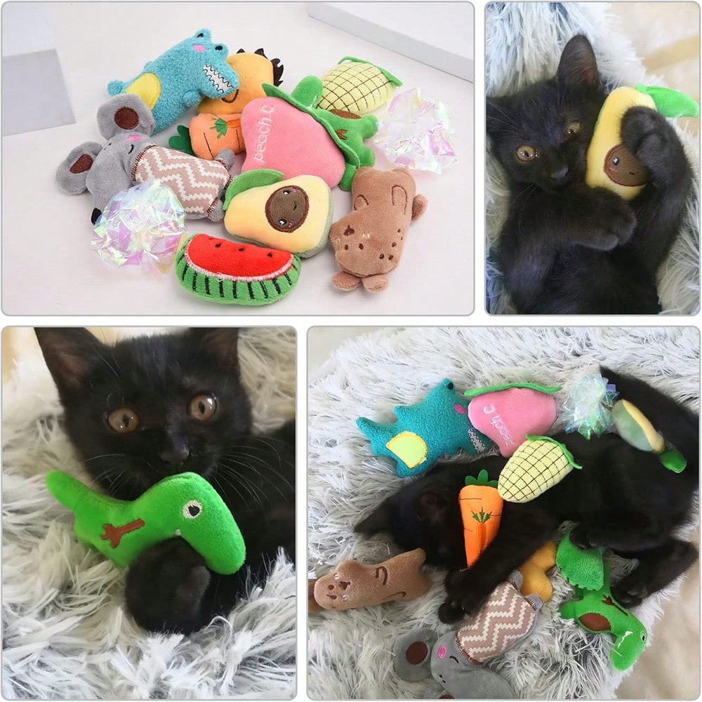 3/6/12Piece Plush Catnip Toys, Anxiety Relief For Indoor Cats, Teeth Cleaning, Digestion Promotion, Interactive Play Soft And Durable Material, Infused With Catnip For Enhanced Attraction, With Kicking And Hitting Action, For Indoor Entertainment And