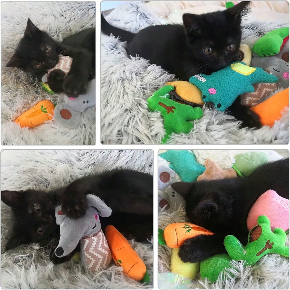 3/6/12Piece Plush Catnip Toys, Anxiety Relief For Indoor Cats, Teeth Cleaning, Digestion Promotion, Interactive Play Soft And Durable Material, Infused With Catnip For Enhanced Attraction, With Kicking And Hitting Action, For Indoor Entertainment And