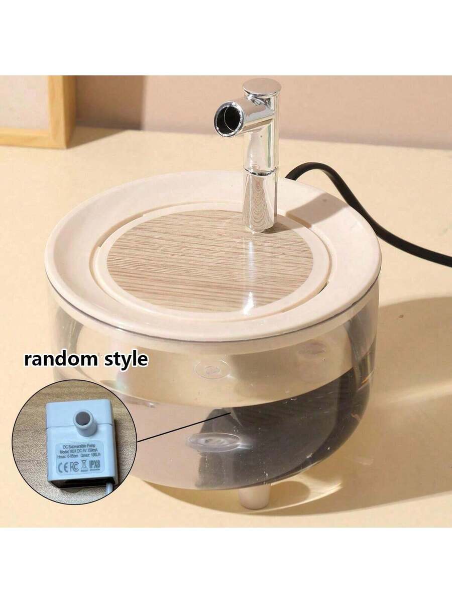 White 1000ml automatic circulating pet water fountain with USB power connection for cats and dogs.