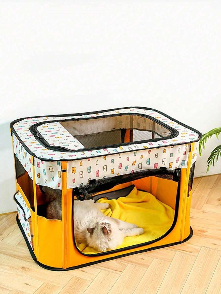 Multicolor octagonal pet tent bed made of scratch-resistant polyester fabric for dogs and cats