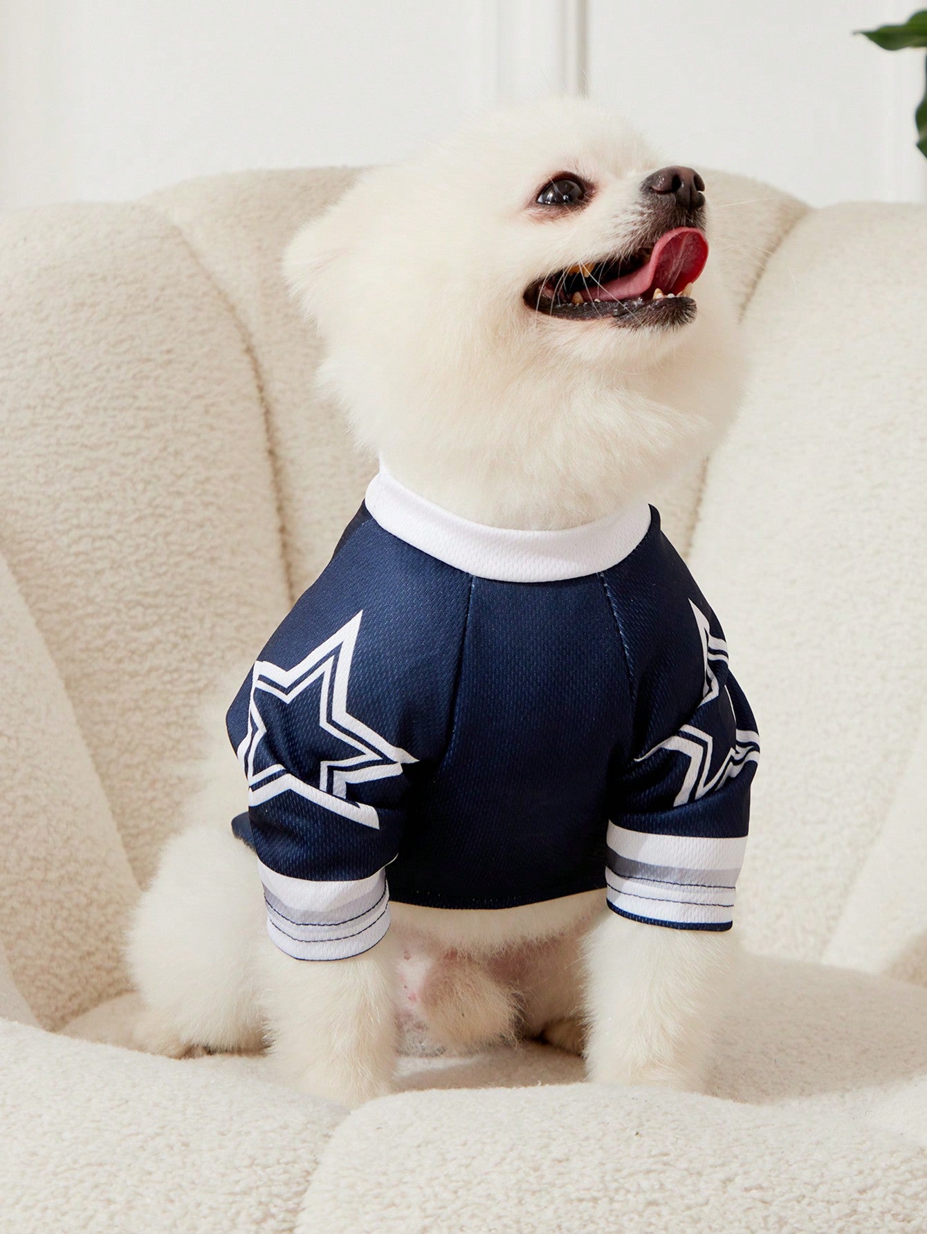 1pc Pet Cat/Dog Versatile Blue Numbered Star Print Stylish Sports Jersey T-Shirt