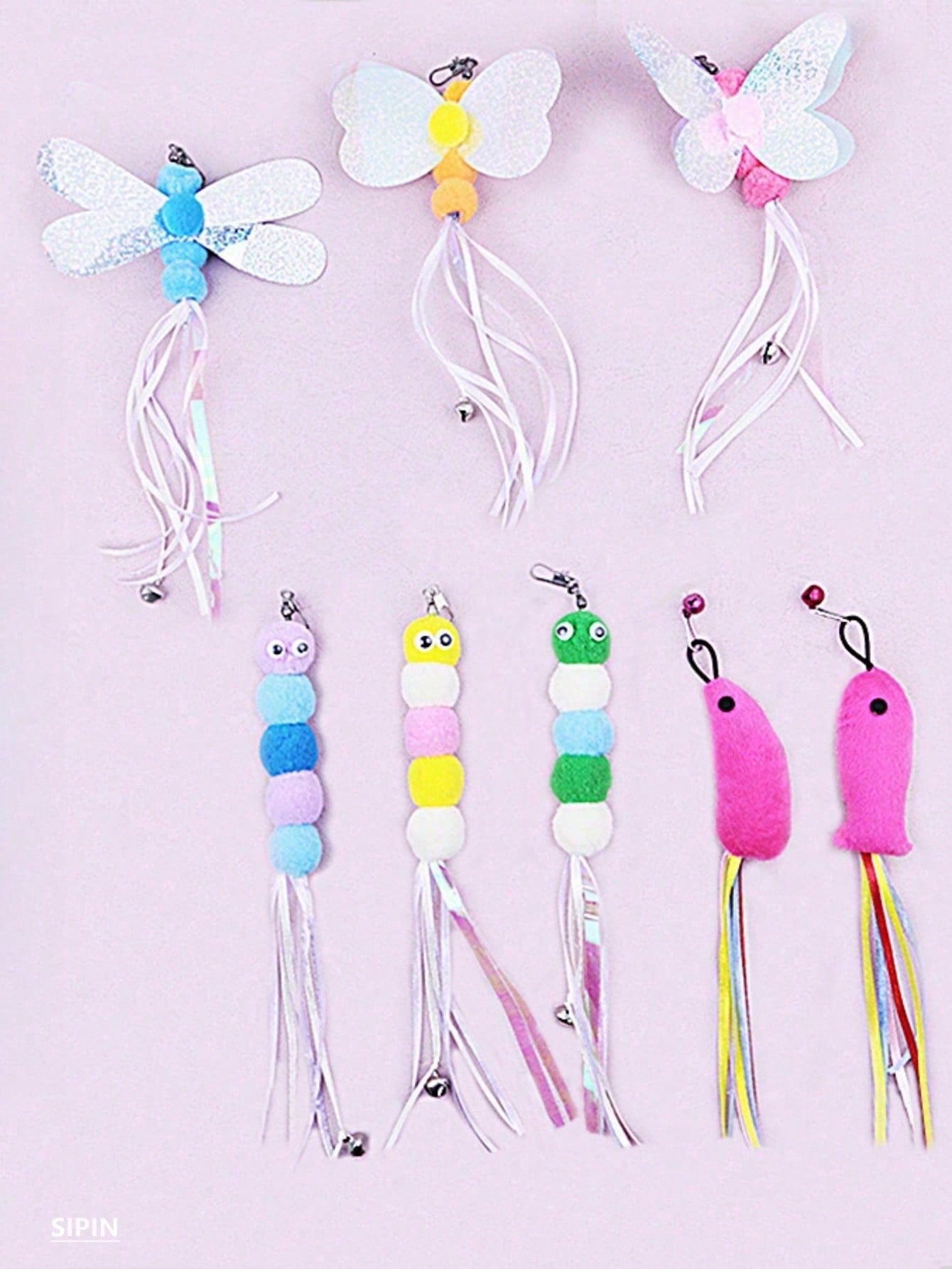 1pc Cat Teaser Wand Toy With Replacement Feather & Bell, Interactive Pet Toy For Cat Exercise And Entertainment, Handheld Wand With Interchangeable Insect-Shaped Attachments