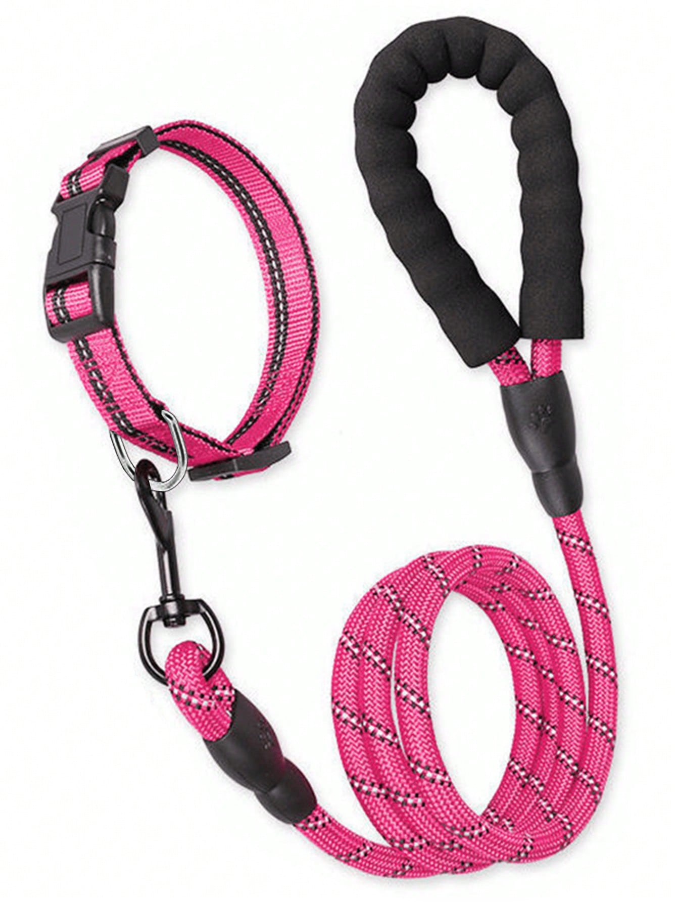 Set of 2 black reflective polyamide pet leashes for cats and dogs, designed for comfortable walking and training without choking or pulling