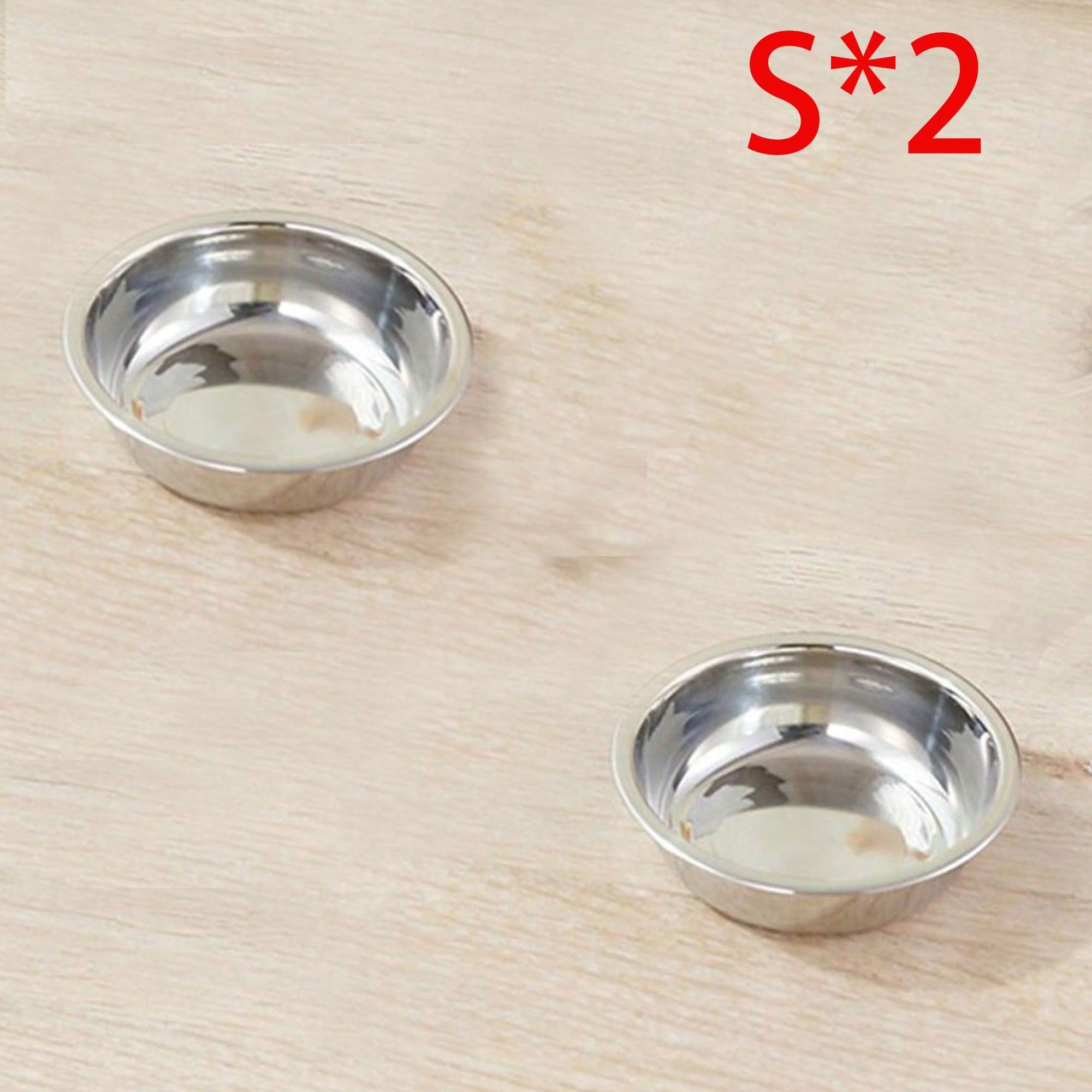 1pc/2pcs Cat/Dog Stainless Steel Bowl, Pet Food & Water Bowl, Anti-Slip Anti-Bite Durable
