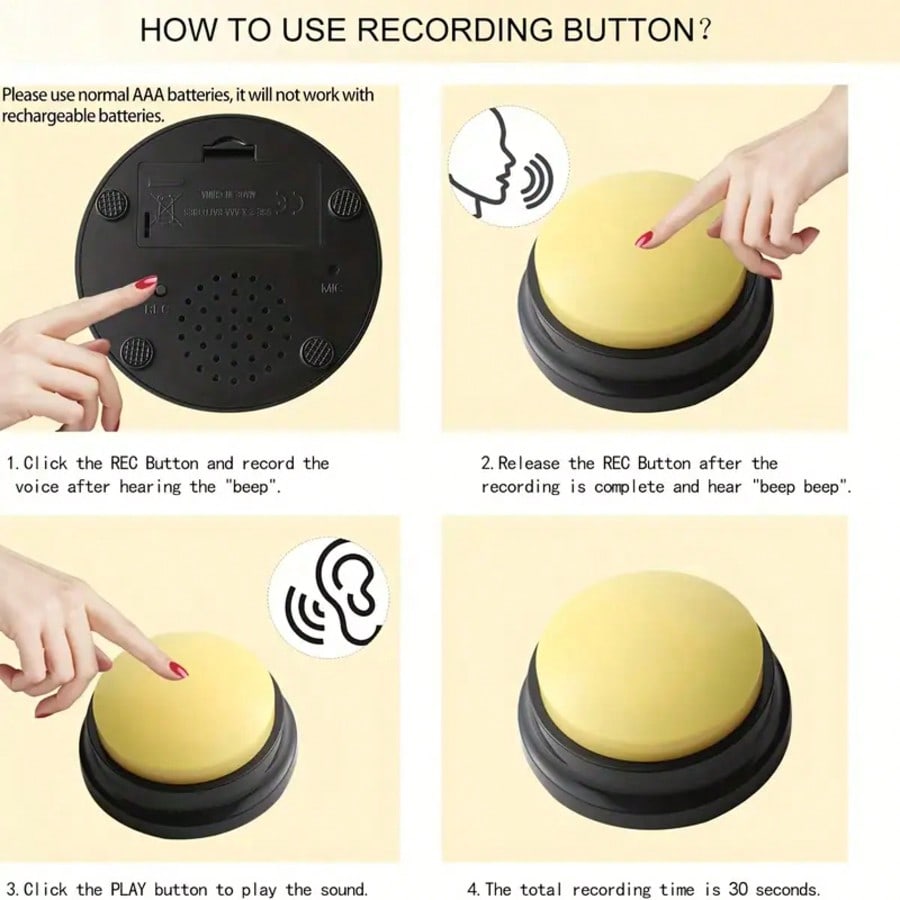 ENSSU Dog Voice Recording Button, Pet Communication Training Buzzer, Teach Dogs To Talk, Battery-Free, Gift, Promotional Item, Celebration Gift