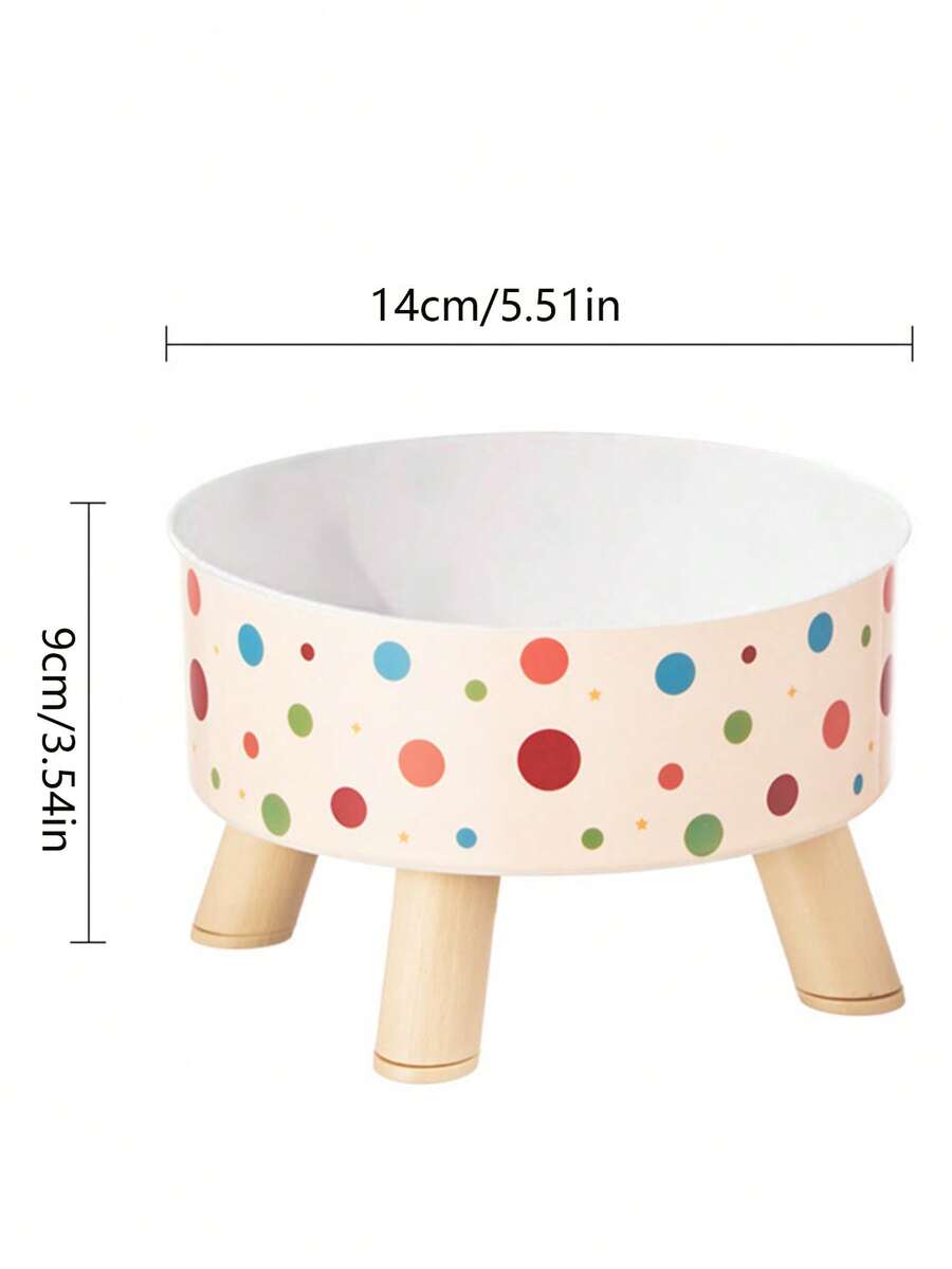 Multicolor elevated raised pet bowl with geometric pattern for cats and dogs.