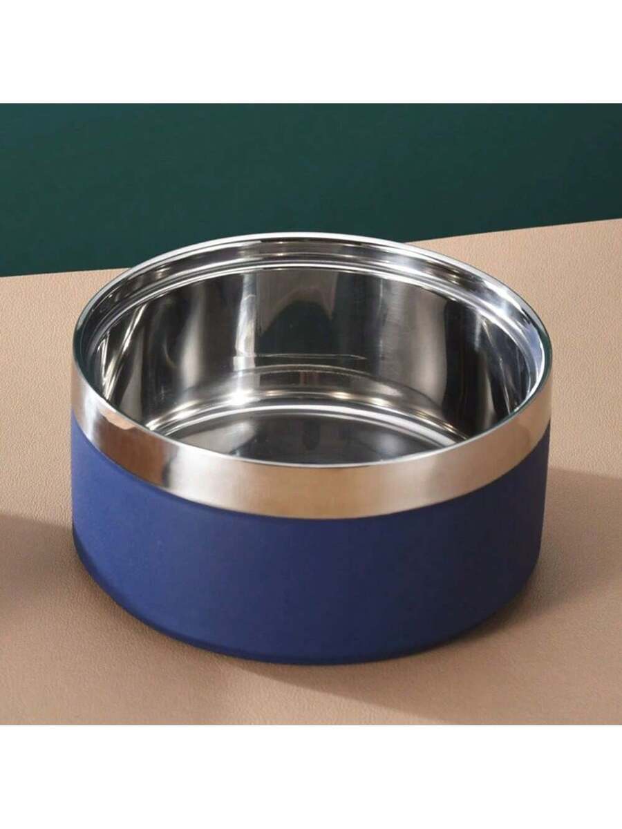 Multicolor stainless steel pet bowl with anti-slip and anti-spill base designed for medium and large dogs.