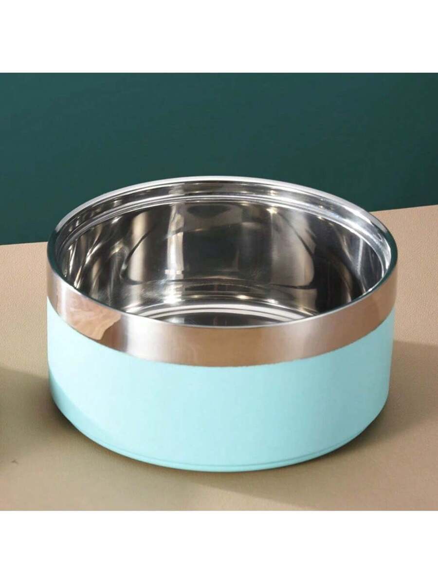 Multicolor stainless steel pet bowl with anti-slip and anti-spill base designed for medium and large dogs.