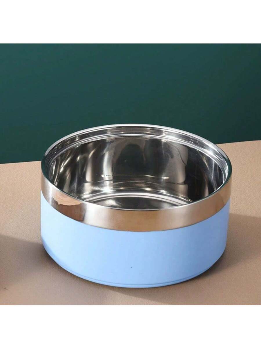 Multicolor stainless steel pet bowl with anti-slip and anti-spill base designed for medium and large dogs.
