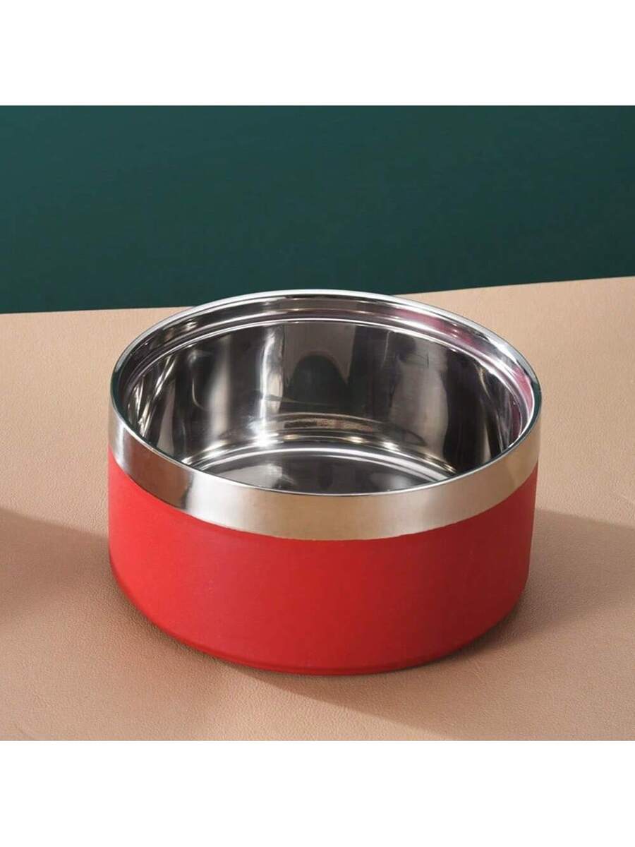 Multicolor stainless steel pet bowl with anti-slip and anti-spill base designed for medium and large dogs.