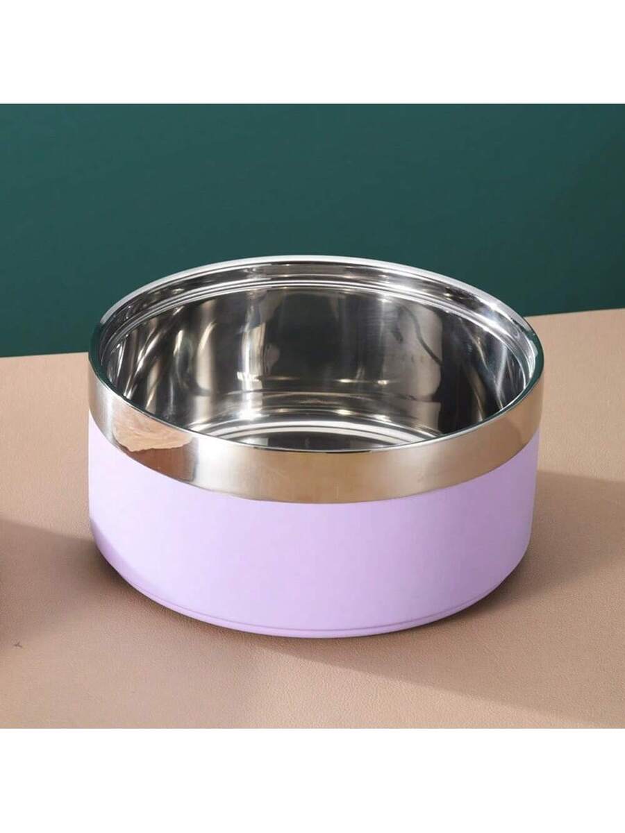 Multicolor stainless steel pet bowl with anti-slip and anti-spill base designed for medium and large dogs.