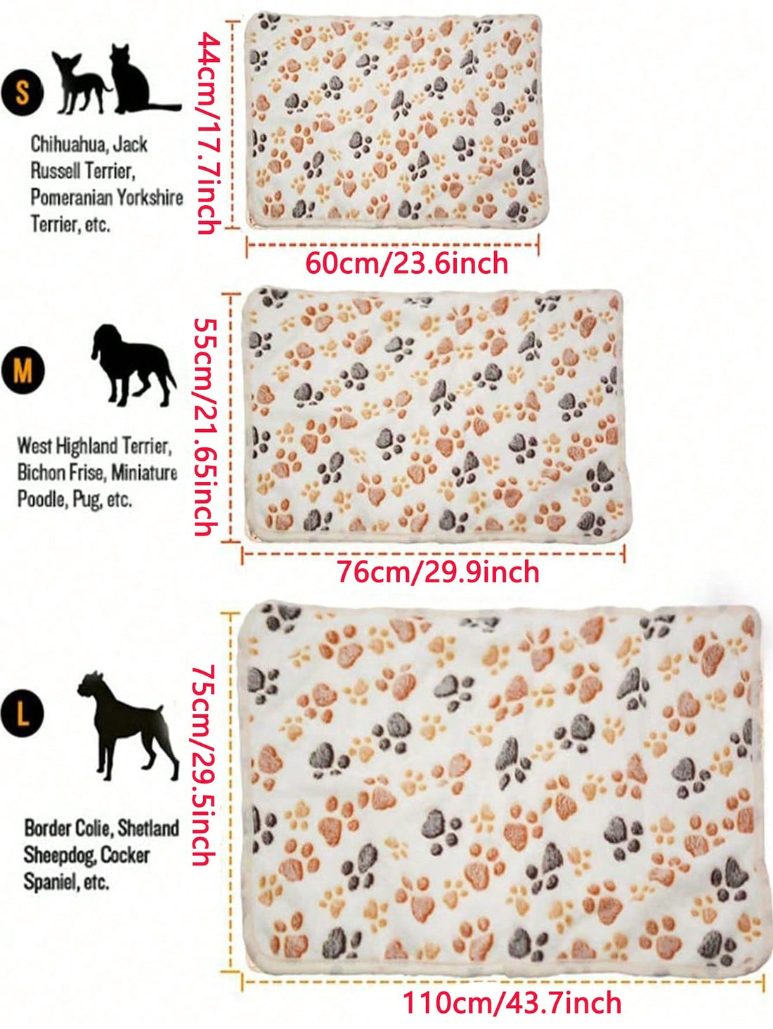 1 Piece Puppy Blankets Super Soft Warm Sleep Mat Paw Print Blanket Fluffy Premium Fleece Pet Blanket Flannel Throw Dog Blankets For Small Dogs Puppy Cat