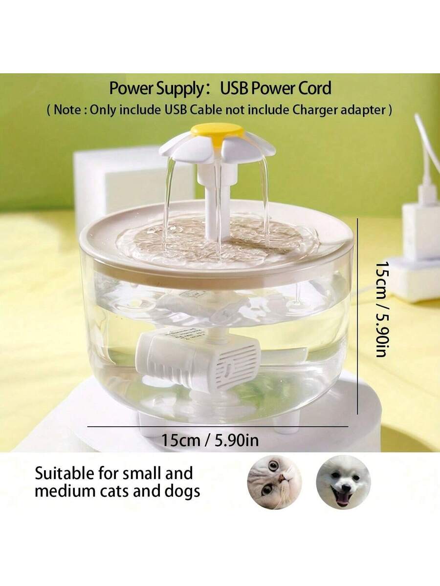 Multicolor 1500ml USB powered automatic circulating pet water dispenser fountain with filter for cats and dogs.