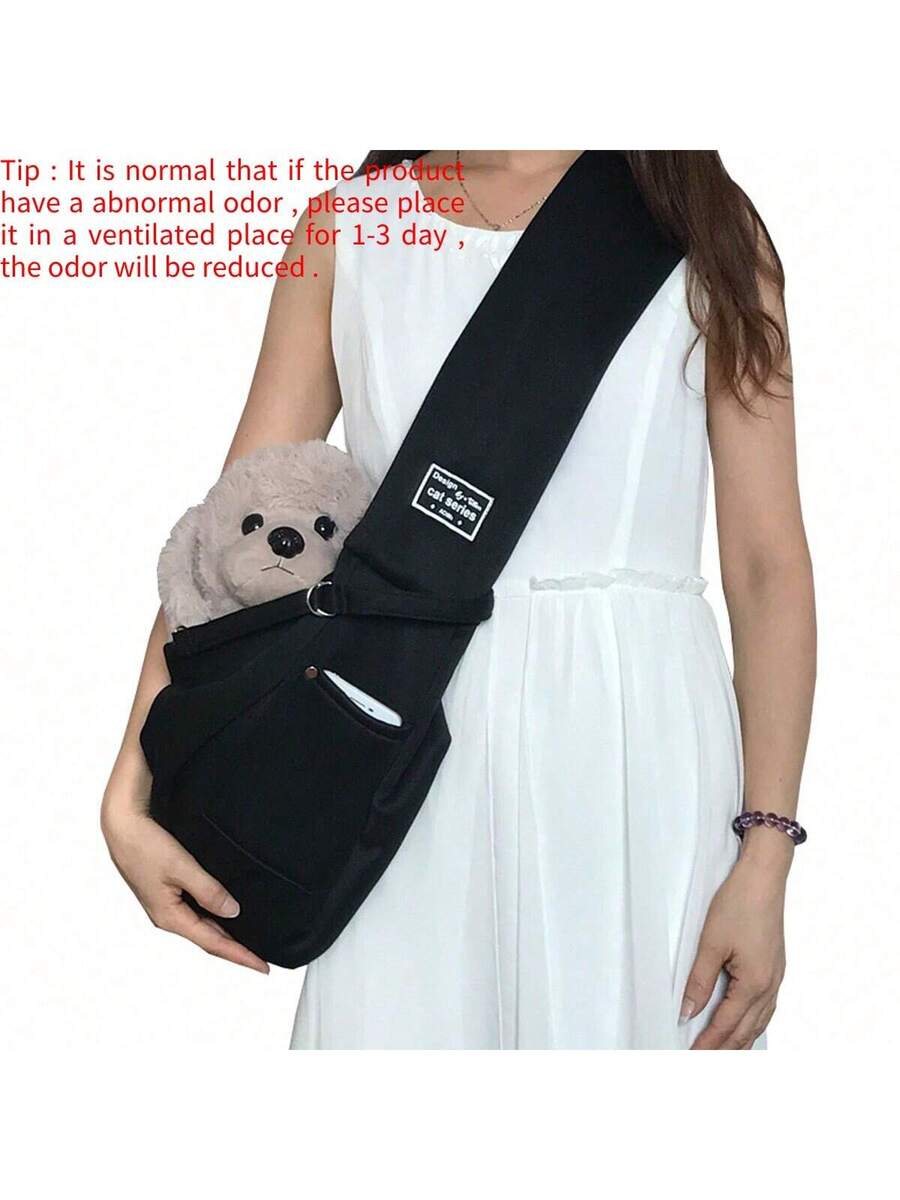 Multicolor breathable polyester pet sling bag carrier with shoulder strap and phone pocket for cats and small dogs