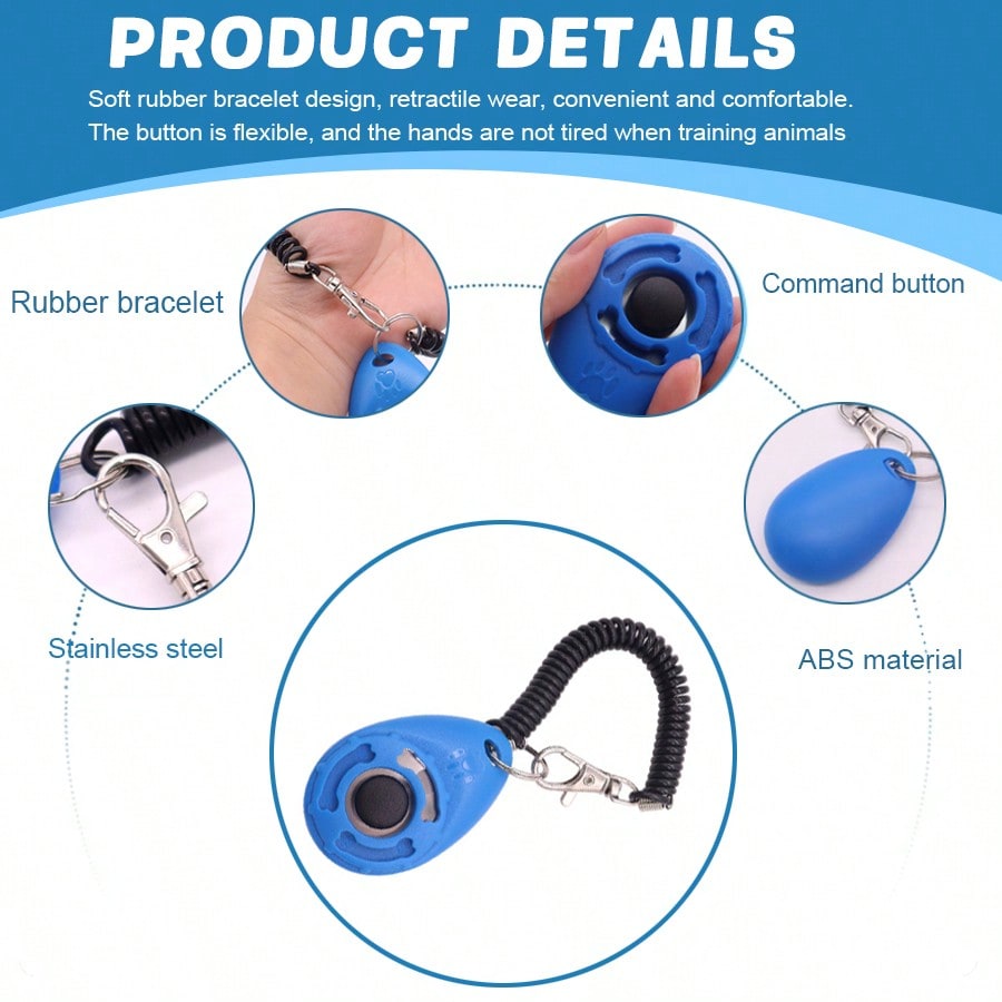 New Pet Training Clicker With Colorful Clickers Training Kit, Suitable For Dogs And Cats, Soft Rubber Wrist Band Design, Flexible And Comfortable Wear, Button Operation Won't Fatigue The Hand During Animal Training