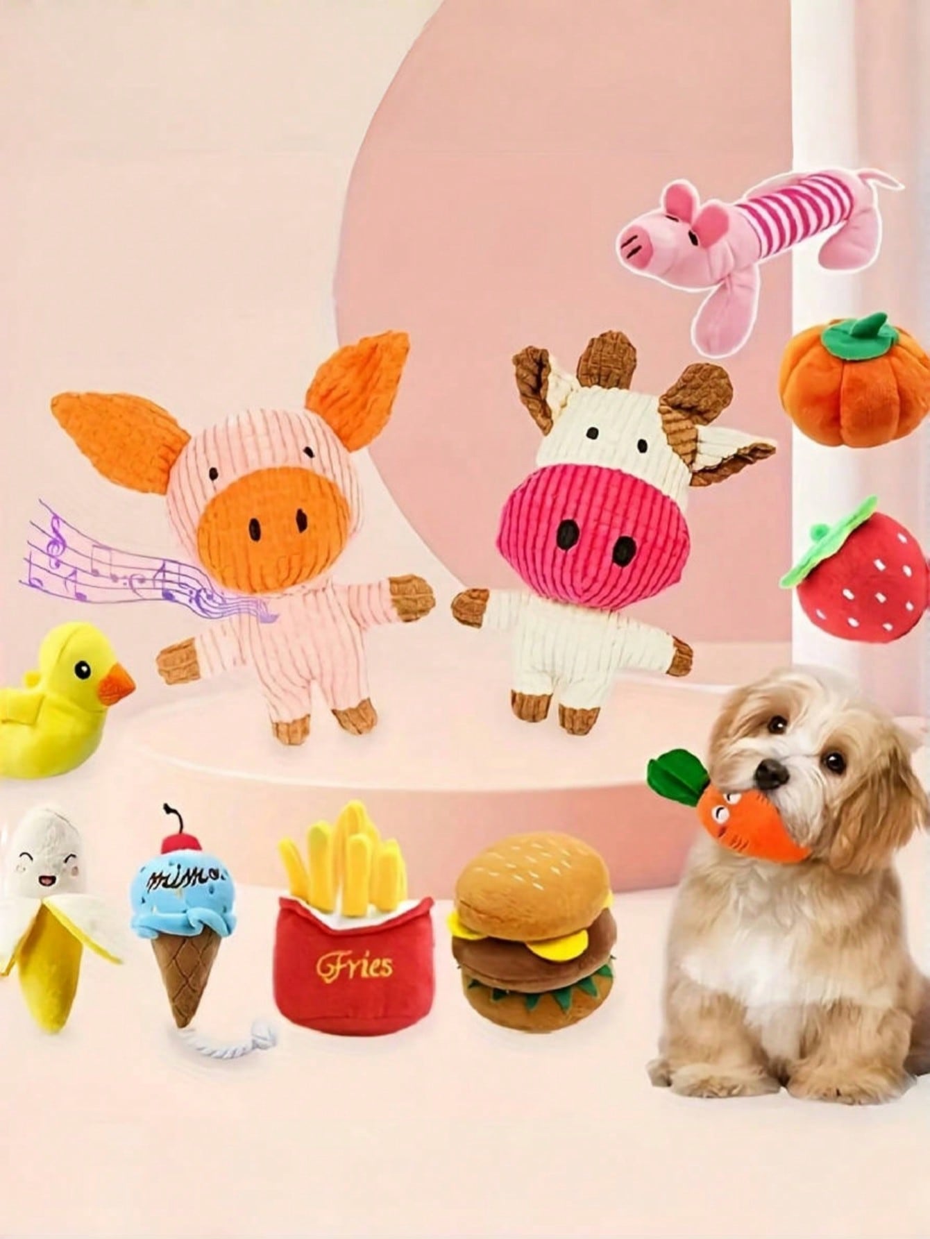 2/5pcs Cartoon Sound Plush Pet Toys, Random Colors And Styles, Suitable For Self-Entertainment, Energy Consumption, Dental Cleaning For Small-Medium Breed Dogs