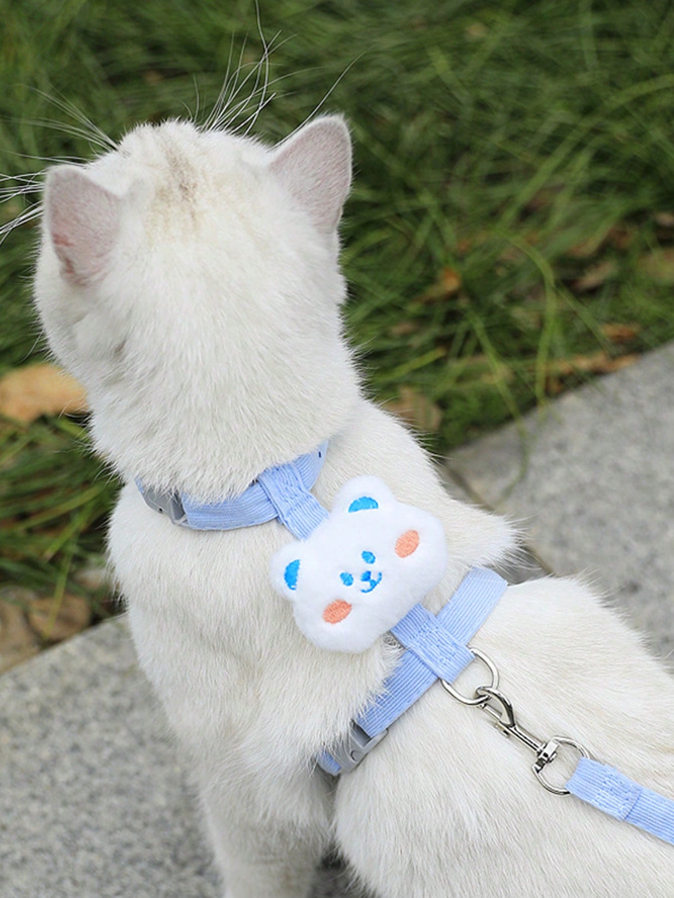 Multicolor flower-shaped cat harness with leash, striped pattern, lightweight polyester pet traction set for cats
