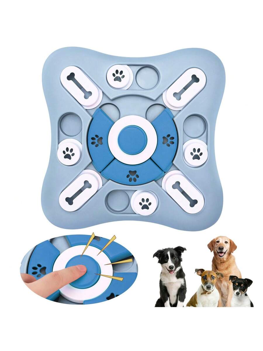 Multicolor cartoon dog intelligence training puzzle toy made of PP material for interactive treat dispensing and slow feeding.