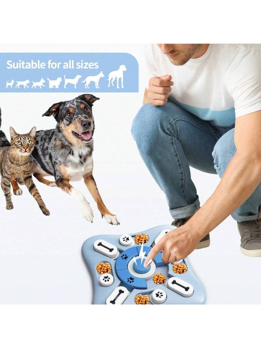 Multicolor cartoon dog intelligence training puzzle toy made of PP material for interactive treat dispensing and slow feeding.