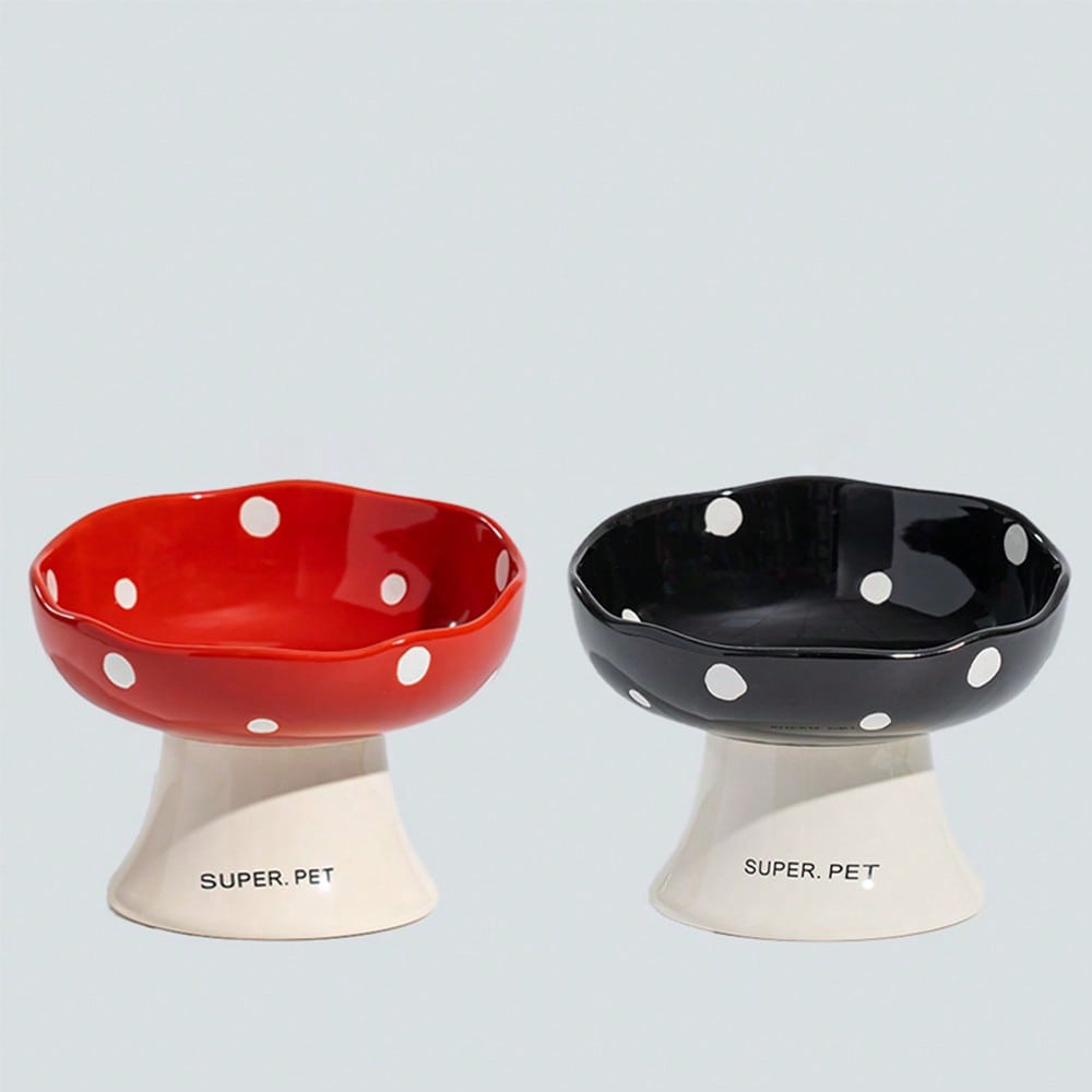 shuo ni mao yi Cat Bowl Ceramic Cat Food Bowl Dog Bowl Food Bowl Cat Bowl Rice Bowl High Footed Dog Drinking Bowl Diagonal Mouth Large Bowl Pet Specific