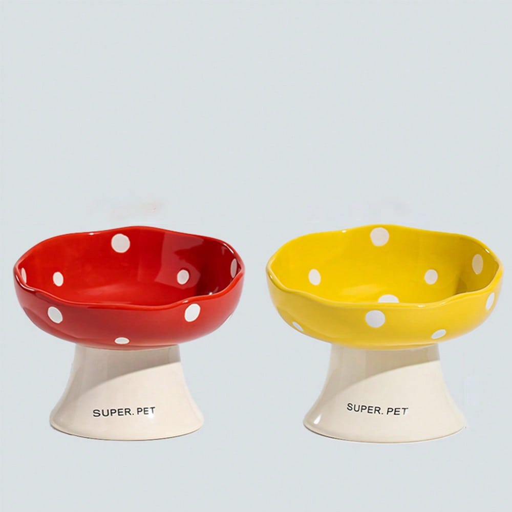 shuo ni mao yi Cat Bowl Ceramic Cat Food Bowl Dog Bowl Food Bowl Cat Bowl Rice Bowl High Footed Dog Drinking Bowl Diagonal Mouth Large Bowl Pet Specific