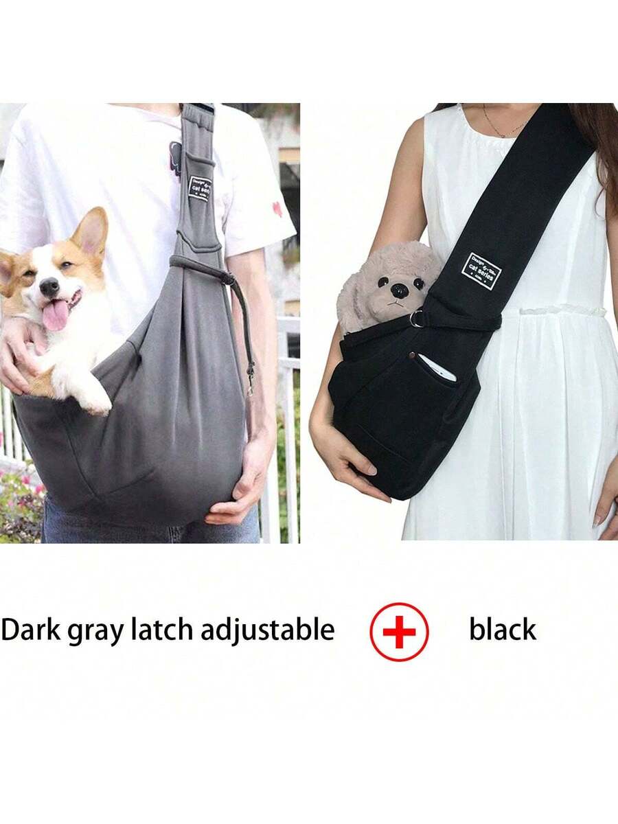 Multicolor breathable polyester pet sling bag carrier with shoulder strap and phone pocket for cats and small dogs