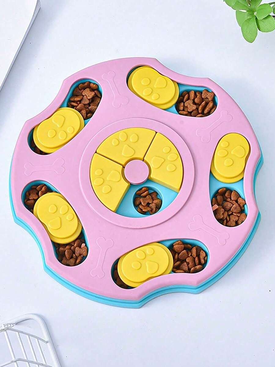 Multicolor PP plastic interactive dog puzzle slow feeder bowl for dogs and cats.