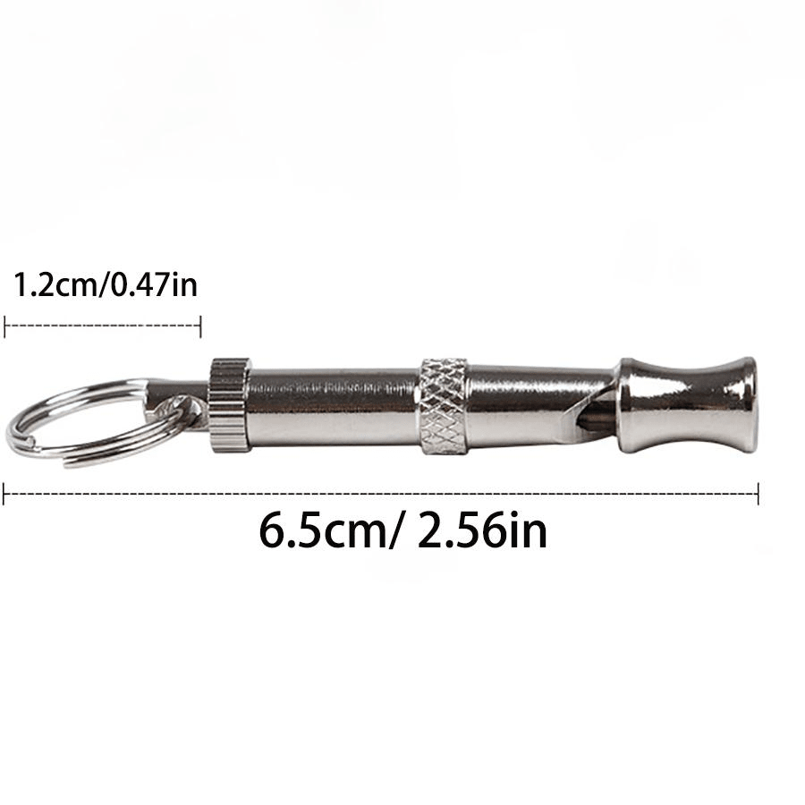 Adjustable Pitch Dog Whistle With Keychain, Professional Pet Training Whistle To Stop Barking, No Battery Required, Silver Tone