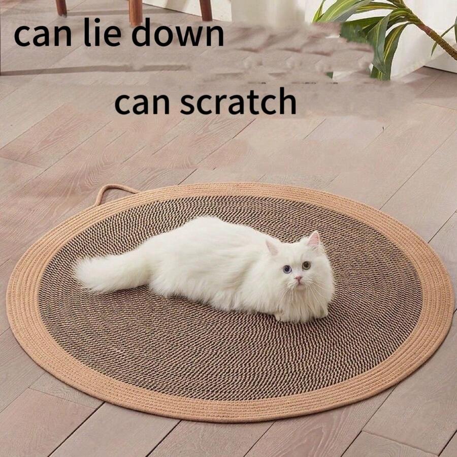 Multicolor non-shed rope woven cat scratching pad designed for pet scratching and lounging