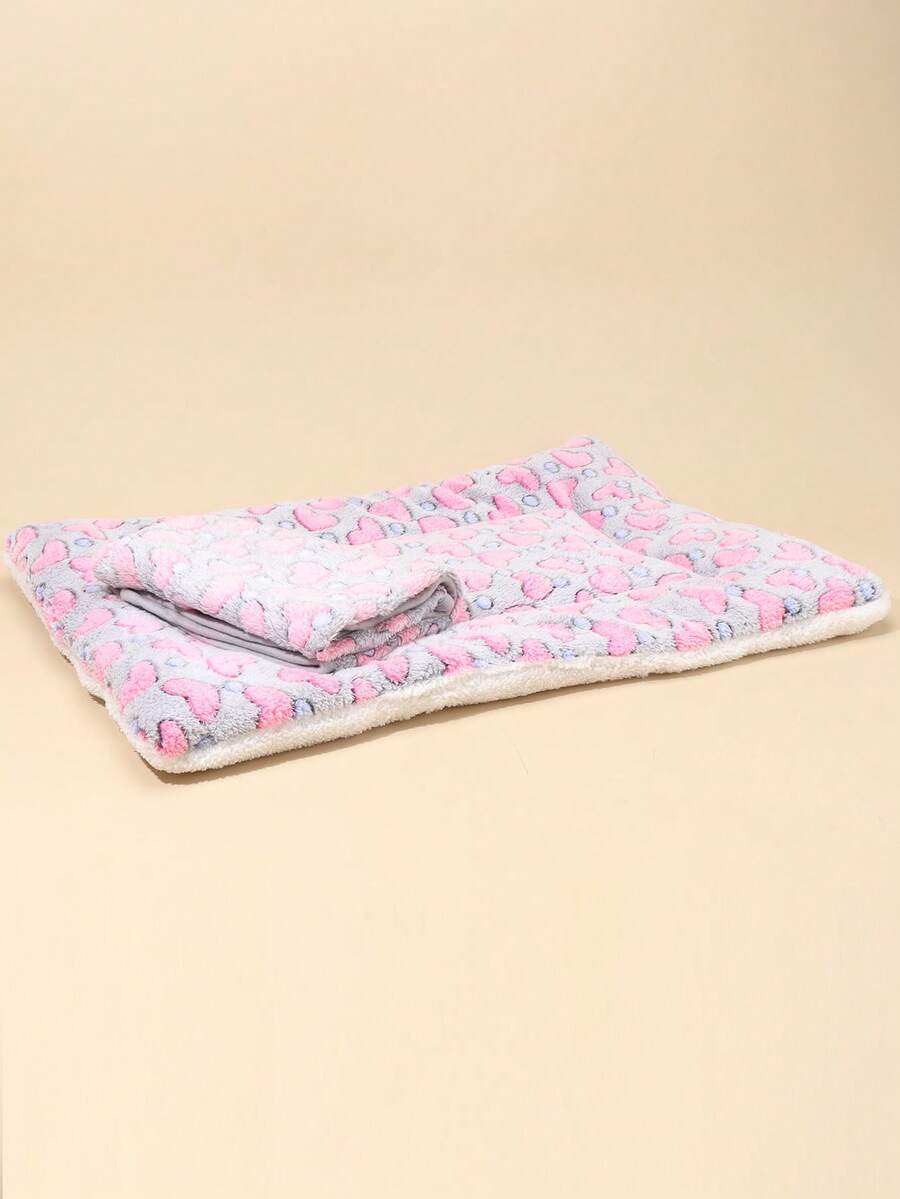 Thickened grey pet bed mat with pink star pattern designed for small and medium cats and dogs