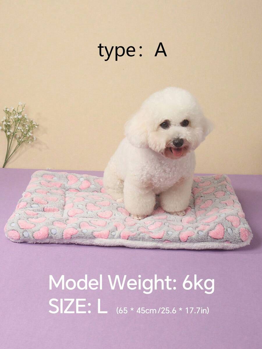 Thickened grey pet bed mat with pink star pattern designed for small and medium cats and dogs