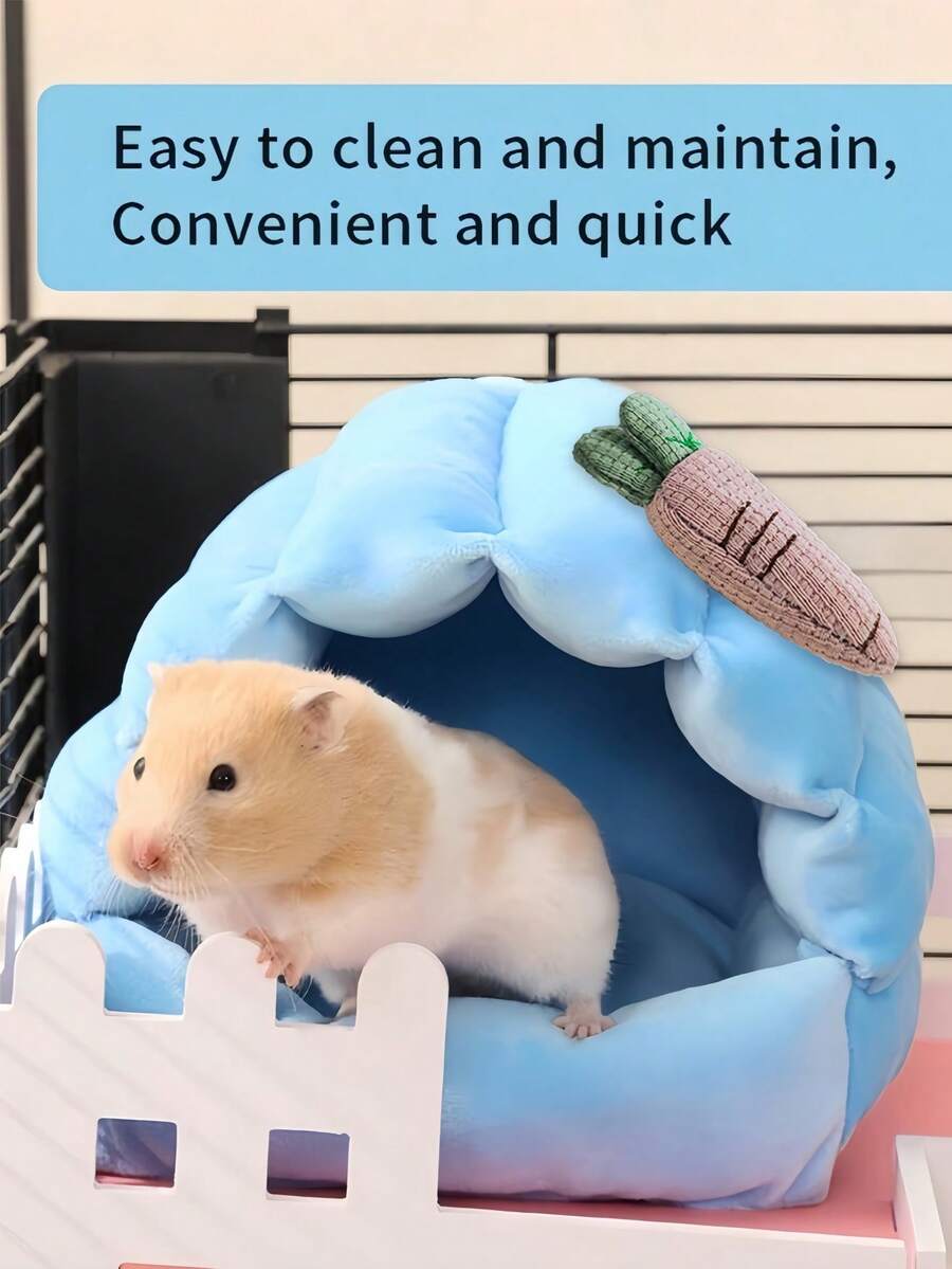 Multicolor flower branch print hamster hammock and heating pet nest bed hanging inside a cage for small pets like hamsters, squirrels, and hedgehogs.