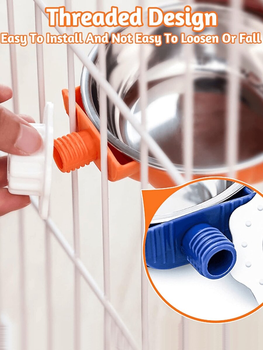 Blue detachable pet cage hanging food and water bowl with safety lid for small animals like hamsters and rats