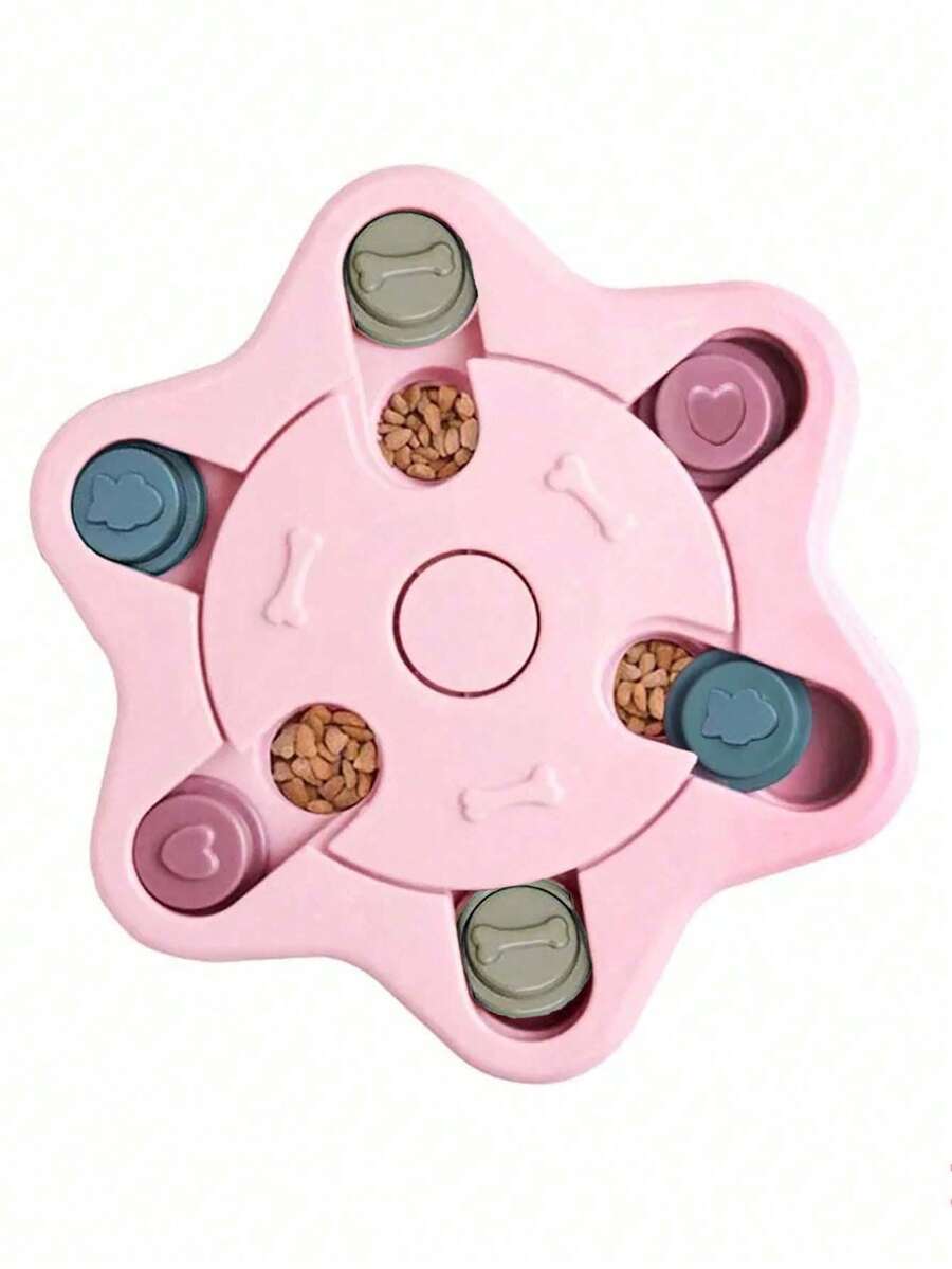 Multicolor PP plastic interactive dog puzzle slow feeder bowl for dogs and cats.