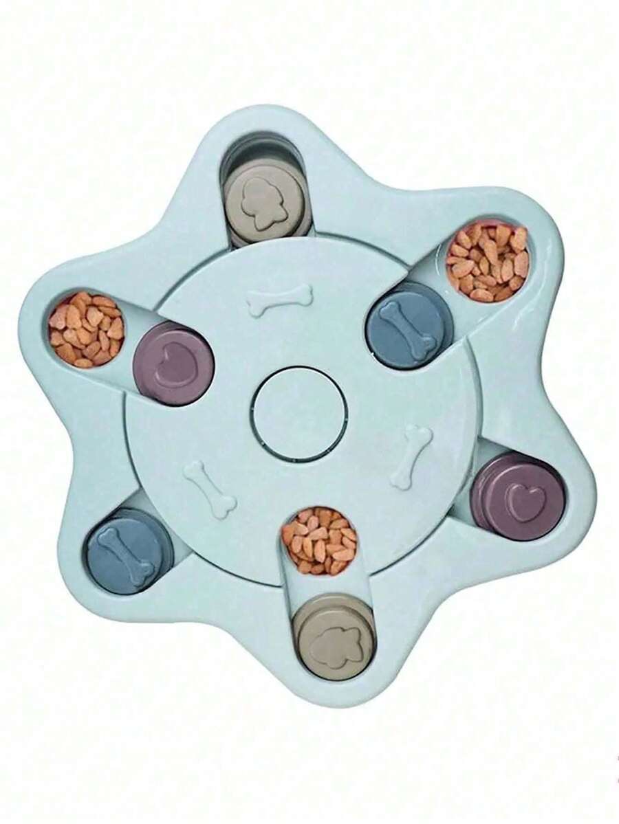 Multicolor PP plastic interactive dog puzzle slow feeder bowl for dogs and cats.