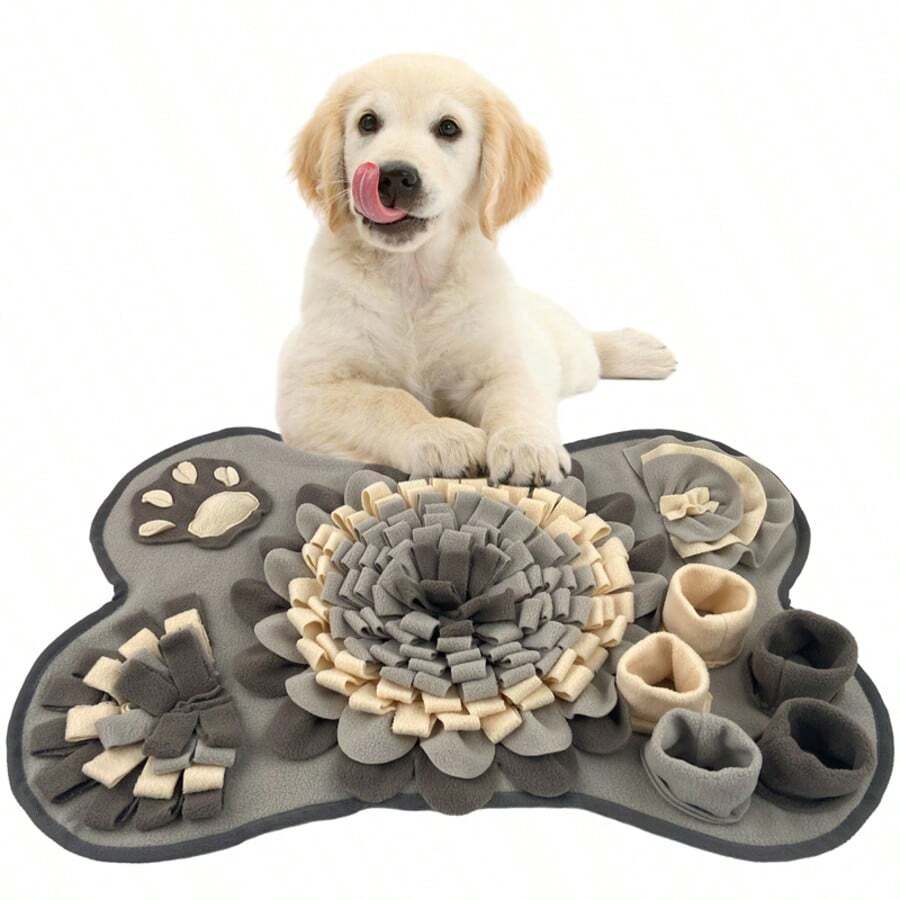 Grey 100% polyester pet sniffing pad and indoor slow feeder training blanket for dogs and cats