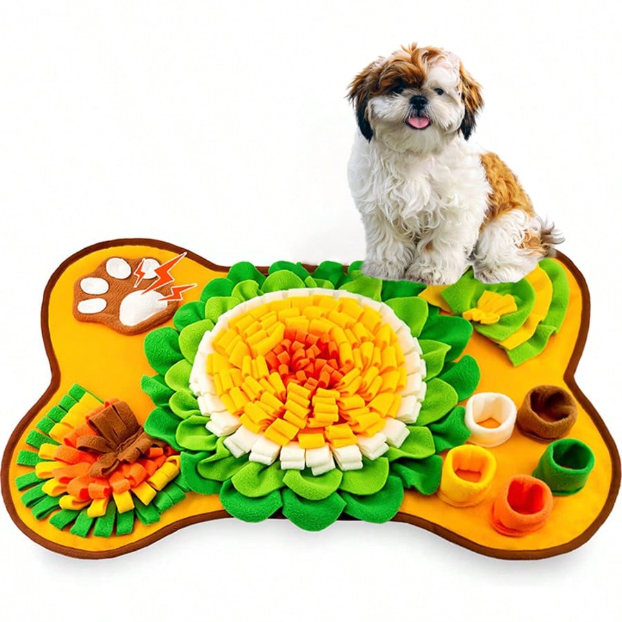 Grey 100% polyester pet sniffing pad and indoor slow feeder training blanket for dogs and cats