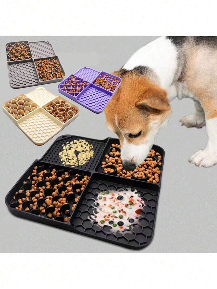 Multicolor silicone pet lick mat slow feeder with suction cups designed for dogs and cats